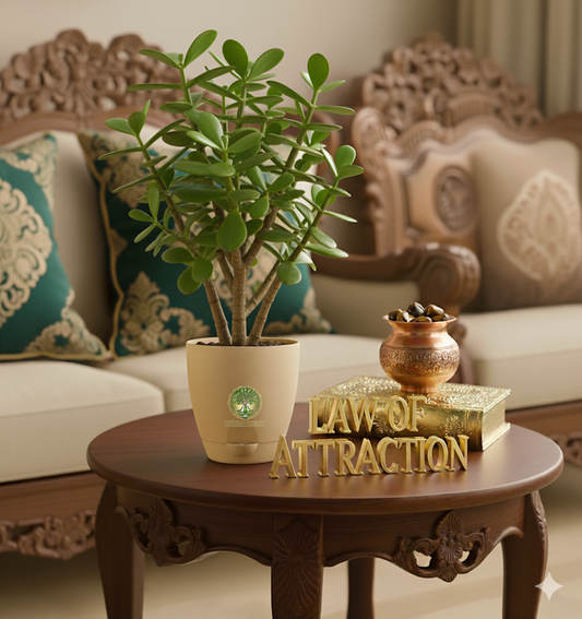JADE PLANT + SELF WATERING POT+ TIGER EYE TUMBLE