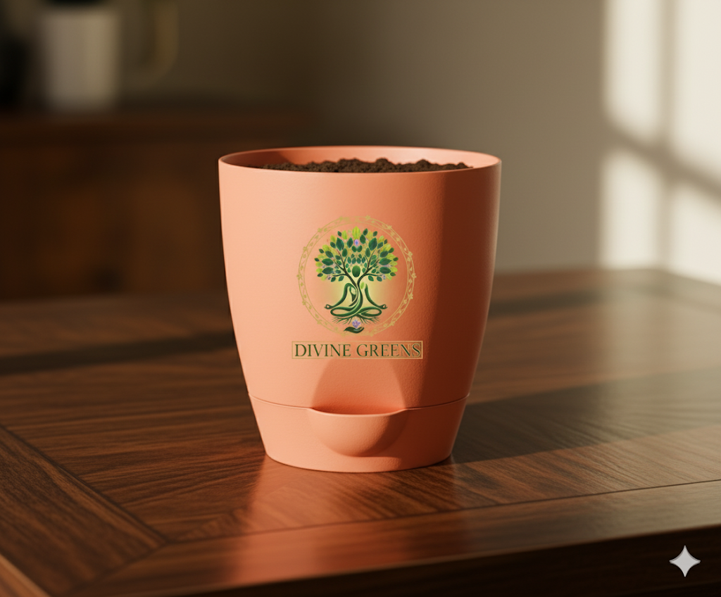 set 0f 5 pots- 4 inch self watering pot- peach colour
