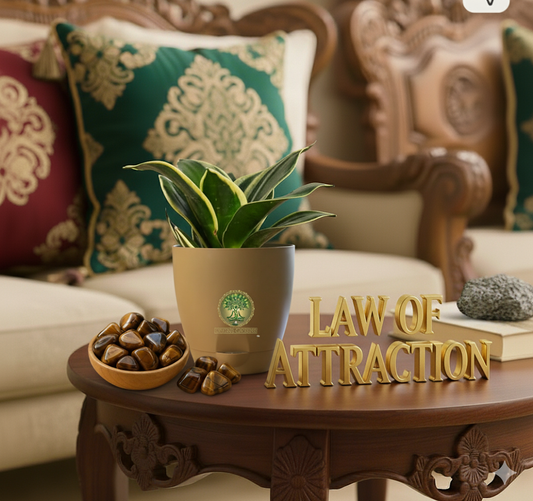 GOLDEN SNAKE plant+ self watering POT+ tiger eye tumble